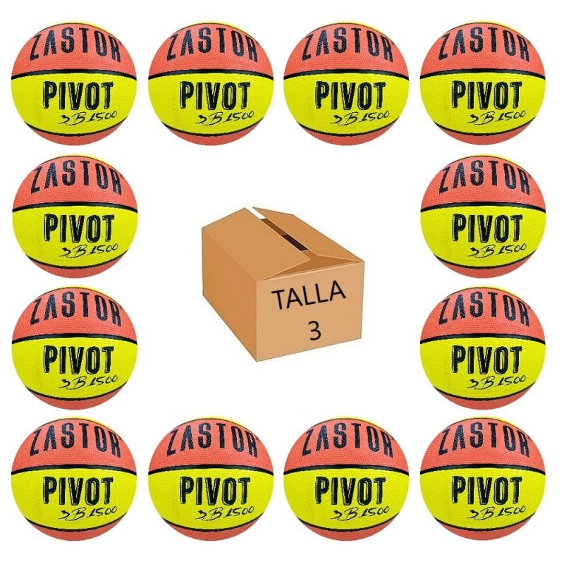 Pack 12 Balones Baloncesto Zastor Pivot 3B1500 T-3