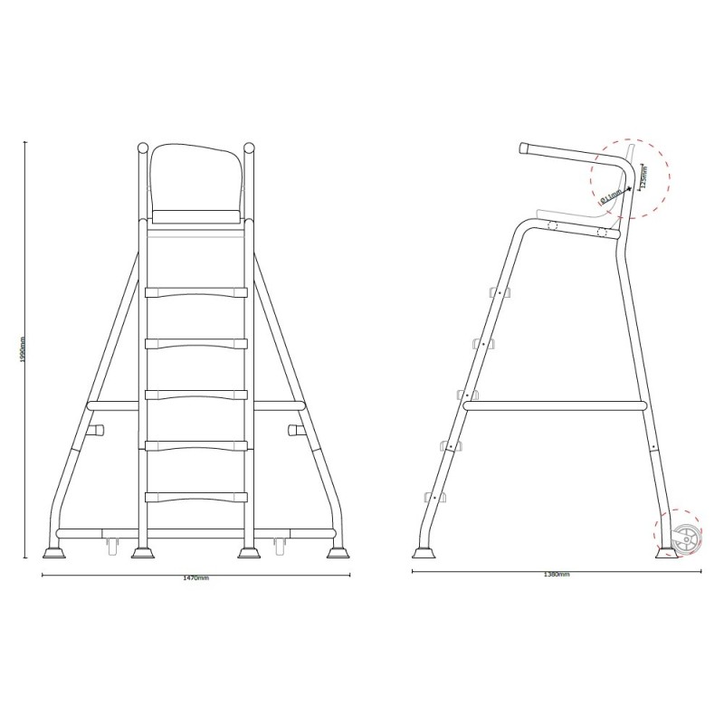 Silla de Socorrista de Acero Inoxidable 5 Peldaños