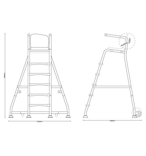 Silla de Socorrista de Acero Inoxidable 5 Peldaños