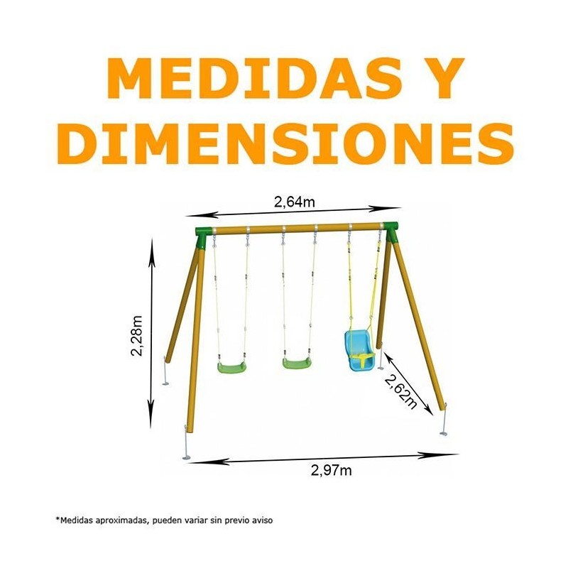 Columpio Etna Triple Con Asiento Bebé